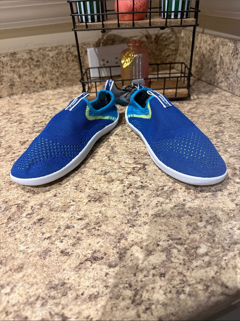 Speedo Blue Pull-On Kids Water Shoes with Lime Green Accent Size L 4-5 New - Picture 3 of 6
